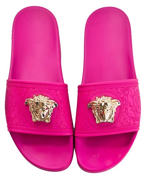 limited edition pink versace slides|hot pink Versace slides.